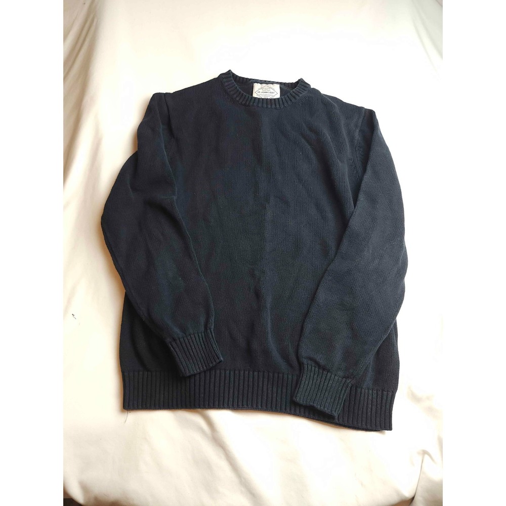 St. John's Bay Sweater Mens Large Black Knit Crew Neck Pullover Long Sleeve